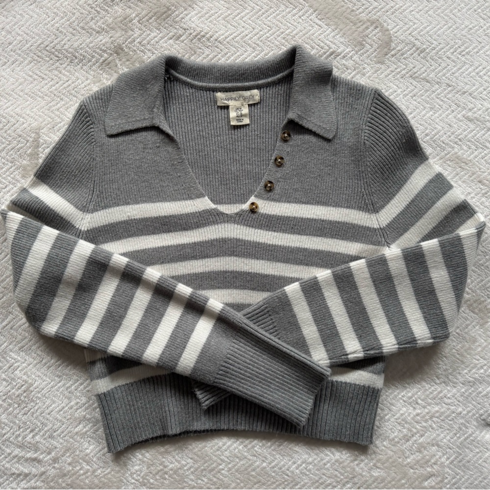 Gray Striped Women's Sweater